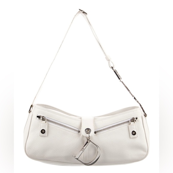 Auth Dior Spell Out charms bag white Leather Shoulder Bag EUC Rare Vintage 🤩 - Picture 1 of 10
